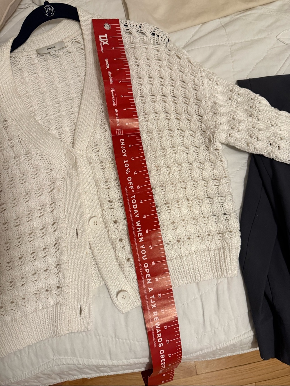 Vince Cream Open-Knit V-Neck Cardigan - Picture 6 of 7